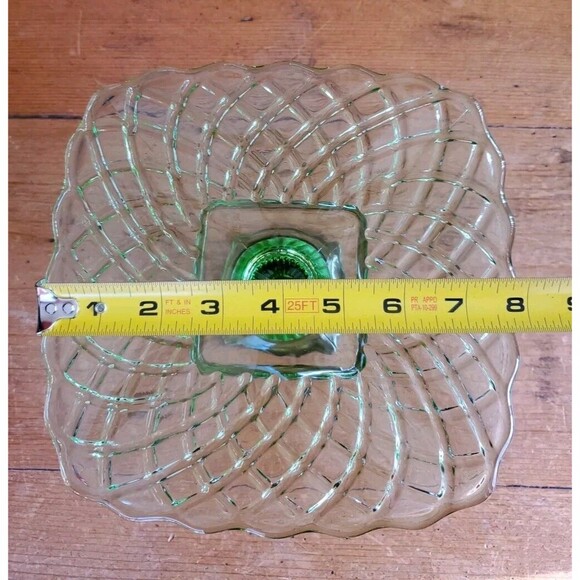 3 LE Smith & Rose Trellis Green Glass Square Pedestal Cake Stands Handmade USA - Picture 13 of 16